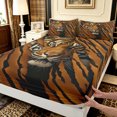 thumbnail image 4 of Manfei Tribal Jungle Tiger Queen Sheets, Fashion Abstract Line Queen Sheet Sets, Brown, 4pcs, 1 Flat Sheet, 1 Fitted Sheet and 2 Pillowcases, 4 of 6