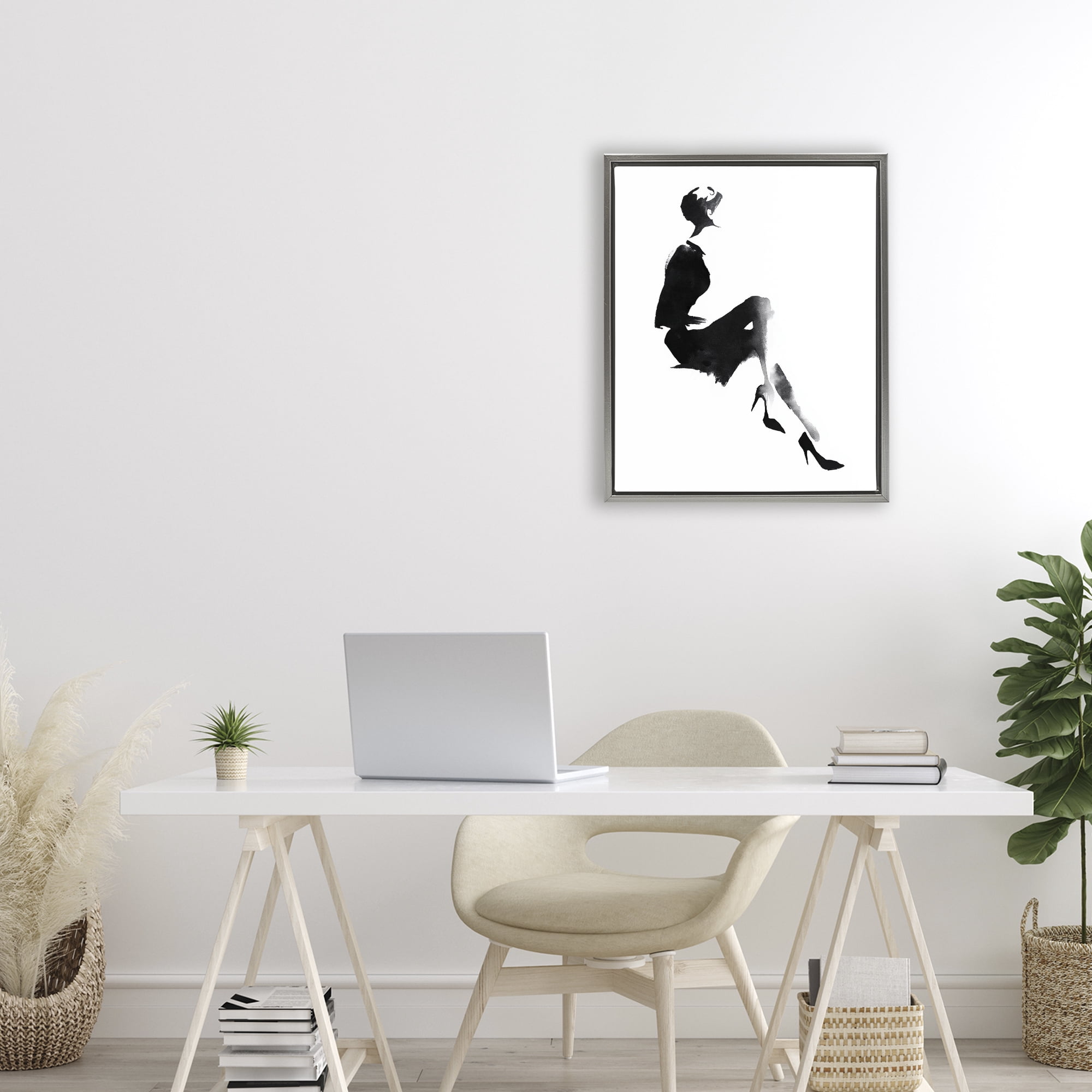 Stupell Industries Chic Silhouette Noir Gray Framed Floater Canvas Wall Art, design by Svetlana Aleynikova