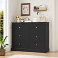 thumbnail image 6 of Homfa 6 Drawer Double Dresser, Wood Storage Cabinet for Living Room, Chest of Drawers for Bedroom, Black, 6 of 7