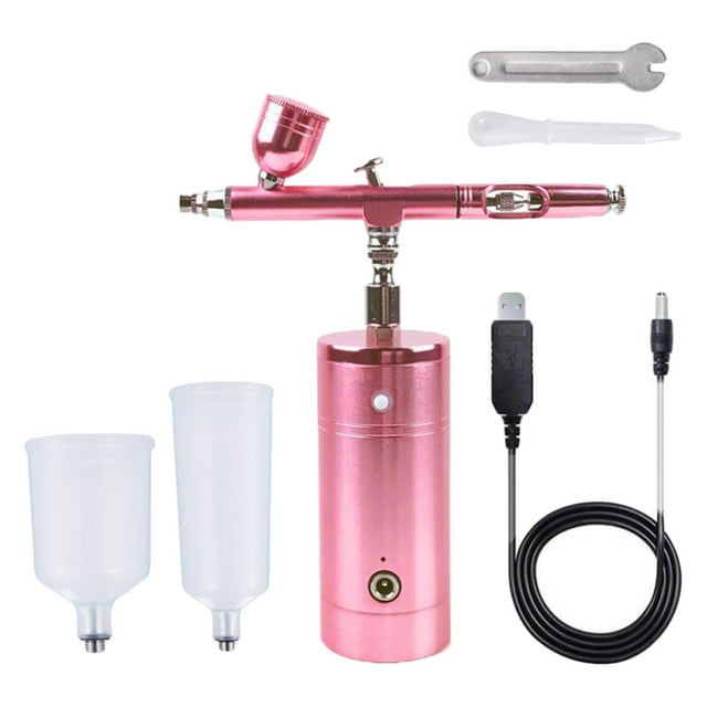 maskred Lightweight Airbrush Air Compressor Kit Set Precise Spray Painting Portable Pink 1.49x5.1x5.7 Inch 1Set