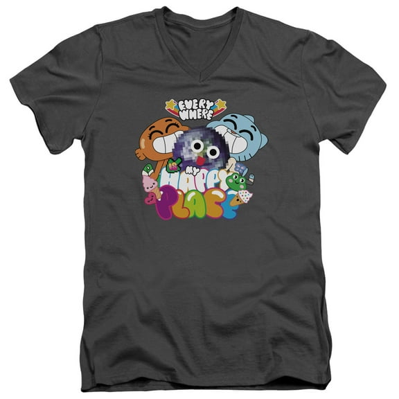 Amazing World Of Gumball - Happy Place - Slim Fit V Neck Shirt - X-Large