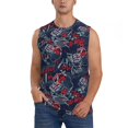 thumbnail image 2 of Lsque Cool Red Off-Road Vehicle Print Men's Cotton Blend Sleeveless Muscle Shirts (S-3XL)- Moisture Wicking, Odor Protection, UPF 30+,Medium, 2 of 8