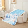 thumbnail image 3 of Skiing Snowman Fleece Flannel Blanket,Winter Farmhouse Blue Geometric Snowflakes Bed Plush Blanket for Rustic Home Decor,Cartoon Snowman Outdoor Sport Lightweight Blanket,Baby, 3 of 6