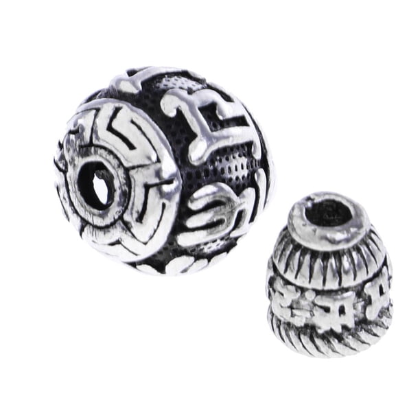 2pcs Cuenta de Tibetano Metal Ornamento Simistros de Manualidad funciones Durable 14mm