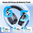thumbnail image 4 of Auriculares inalámbricos. Cancelación activa del ruido, modo transparente, audio espacial, auriculares Bluetooth con cómodas almohadillas de proteína, 24 horas de autonomía para viajar/trabajar,Negro, 4 of 7