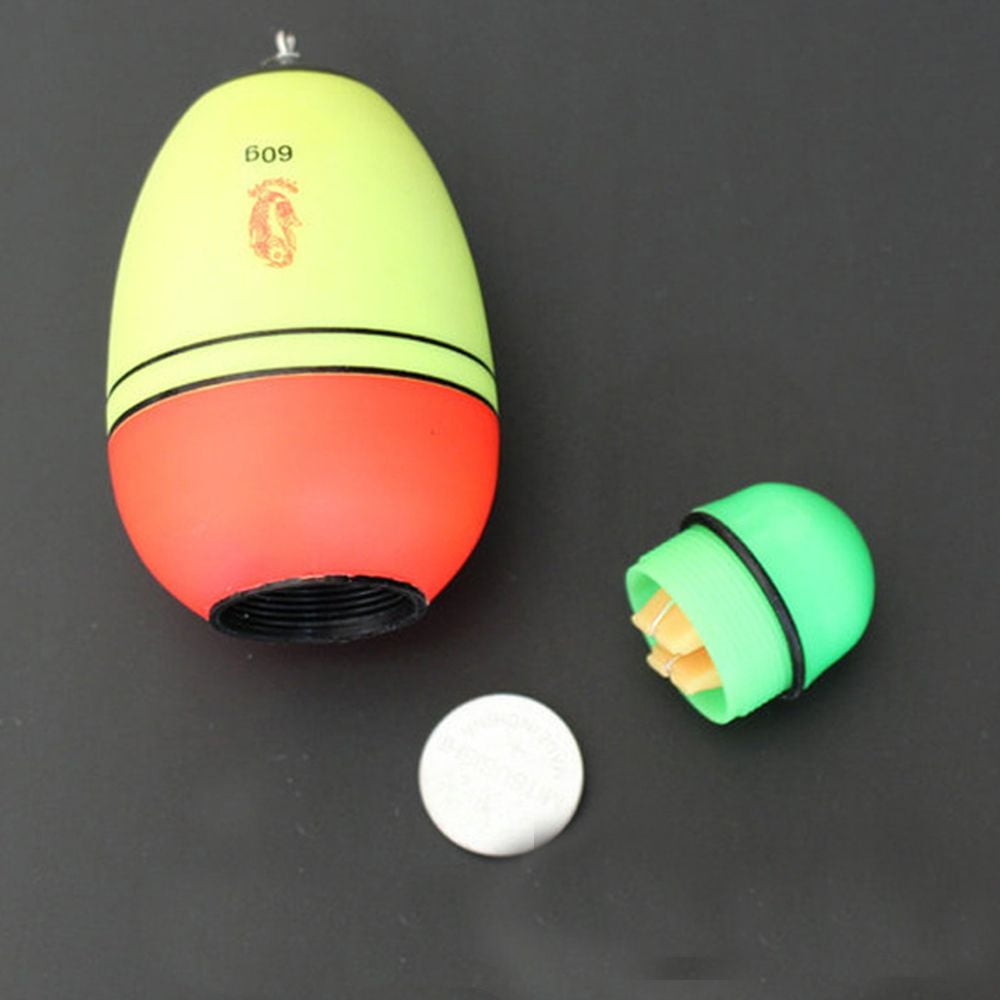 2pcs Portable Plastic Electronic Buoyancy Bobber Ball Boia Fishing Night  Float Eva Foam 30G GREEN LIGHT 