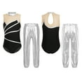 thumbnail image 5 of Doomiva Kids Girls 2Pcs Dance Leotard Outfits Dancewear Sleeveless Patchwork Dance Unitards and Metallic Pants Set Silver 8, 5 of 6