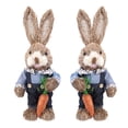 thumbnail image 2 of 14" Artificial Straw Bunny Standing Rabbit with Carrot Home Garden Decoration Easter Theme Party Supplies, 2 of 21