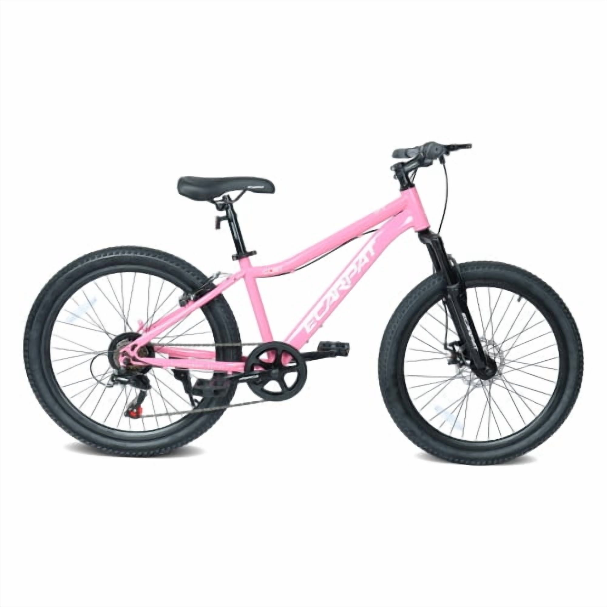 RAISTYW 24" Adult Mountain Bike with 7 Speeds & Front Suspension Durable Steel Frame Compact Bicycle for Women