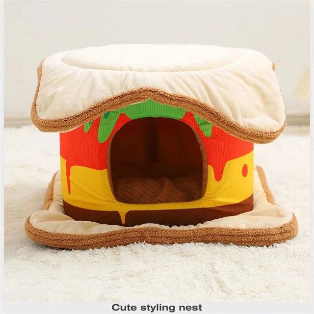 Pet House Cat Bed Sandwich Honey Jar Shape Deep Sleepping Dog Tent Cozy Cave Nest Indoor Cushion Cama Gato Fast Shipping CW96 ShopWise Round