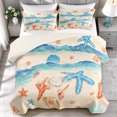 thumbnail image 2 of Davulos Coastal Bedspread King Size,3-Piece Starfish Seashell Beach Quilt Set,Beach Nautical Bedding,Reversible Coverlet with 2 Pillow Shams All Season, 2 of 9