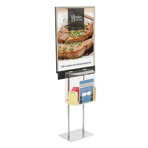 Displays2go LSBST1CHCL Floor Sign Holder, 22x28Inch, Double Sided with Attached Suggestion Box