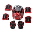 thumbnail image 1 of 7 piezas Casco de patinaje para el rodillo del casco para bicicletas para niños para niños pequeños al aire libre Rojo negro, 1 of 8