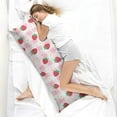 thumbnail image 4 of Strawberry Body Pillow Cover - Soft & Breathable, Hidden Zipper, 20"x54", Kawaii Strawberry & Floral Print - Perfect Gift for Strawberry Lovers, Side Sleepers, Pregnancy Support & Sweet Home Decor, 4 of 7