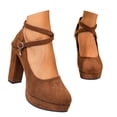 thumbnail image 3 of Win s Way Women's Suede Crossover Strap 8cm Heel High Heels Oktoberfest Casual Market Shoes, 3 of 9