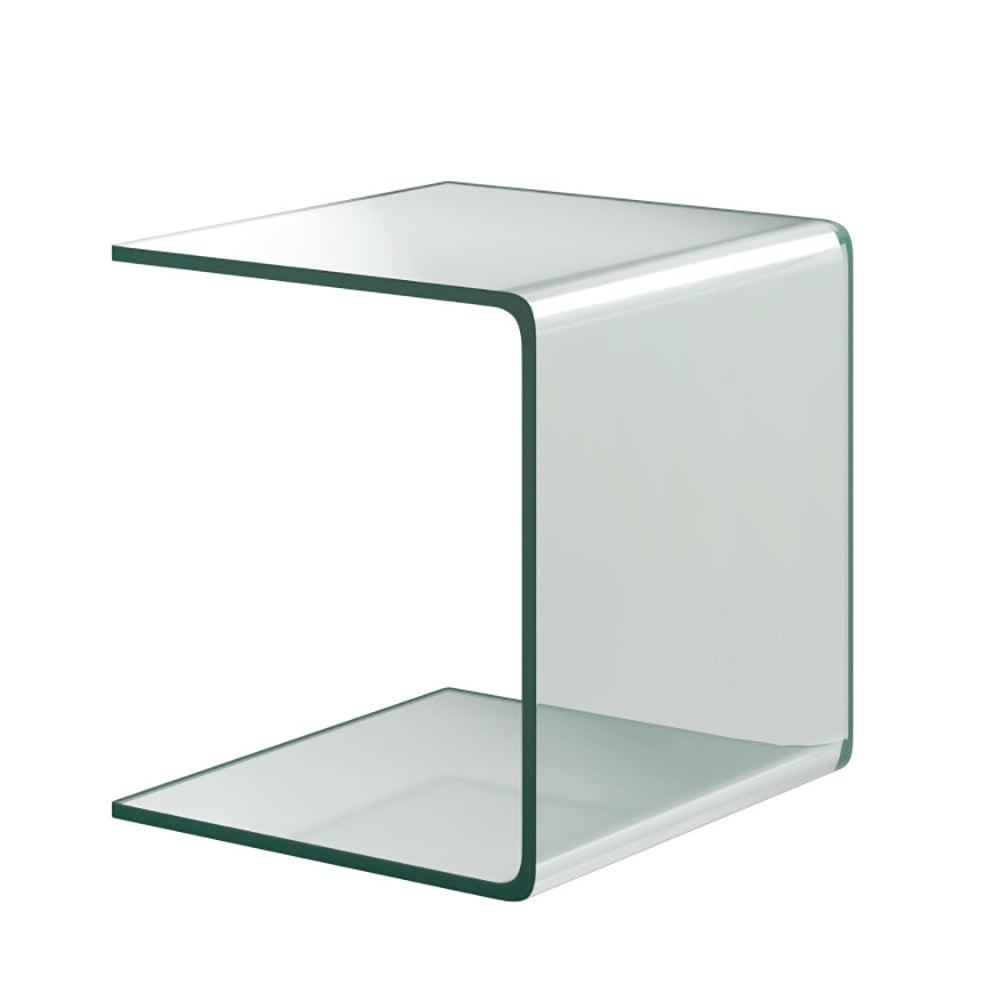 Finihen End Table, 18 x 18 x 16 Inch Tempered Waterfall End Table with non-Slip Pad, Sofa Side Table, for Living Room, Bedroom, Transparent Finihen End Table, 18 x 18 x 16 Inch Tempered Waterfall End Table with non-Slip Pad, Sofa Side Table, for Living Room, Bedroom, Transparent