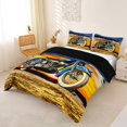 thumbnail image 3 of Castle Fairy Vintage Motorcycle Duvet Cover Set for Teens, Sunset Art Bedding Full for Bedroom, Blue Orange,Black Reversible,3pcs,No Comforter, 3 of 6