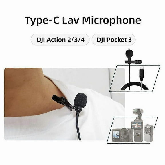 Type-C Lavalier Microphone Hi-Fi Recording Mic For DJI Pocket 3 / Action 4 / 3 / 2