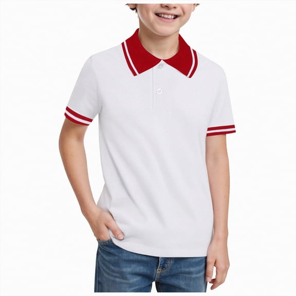 JUMEYU Baby Boy Polo Shirt Baby Toddler Boys Short Sleeve Collared Neck Pique Polo Shirt 4T 5T (Red,4-5 Years)