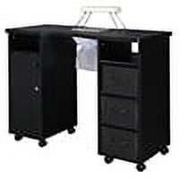 Kadyn MDF Manicure Table, Double Cabinet Nail Salon Station Table with 3 Drawers 1 Door, Modern Manicure Nail Desk with Fan Manicure Table, Black