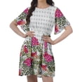 thumbnail image 5 of Moomaya Printed Jewel Neck A-Line Women Dress Casual Loose Bohemian Short Tunic, 5 of 6