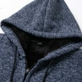 thumbnail image 5 of Donemore Men's Fleece-Lined Thickened Striped Elastic Knit Sweater Hooded Cardigan Jacket with Pockets & Drawstrings, 5 of 7