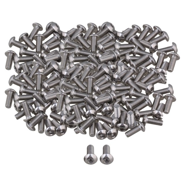 BQLZR 200x Filetage Métrique M4x10mm Tête Hexagonale Bouchon Vis Métal Argent