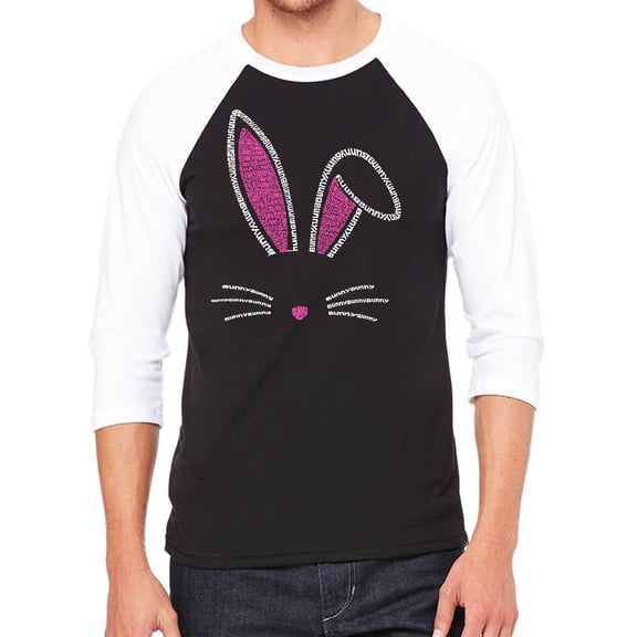 Men's Raglan Baseball Word Art T-shirt - Bunny Ears