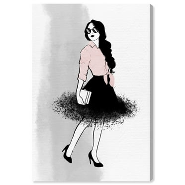 Wynwood Studio Canvas Walking in the Air Fashion and Glam Outfits Wall Art Canvas Print Black Light Pink 16x24