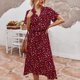 thumbnail image 2 of Vestido con cordón de manga corta con estampado de lunares informal de moda de verano para mujer Pompotops  ghjkhdj15980, 2 of 8