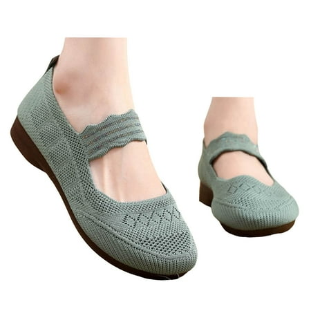 Women s Ballet Shoes Wide Toe Flat Shoes Round Toe Slip On Knit Casual Dress Shoes Comfort Ballerina Walking Shoes