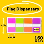 Post-it Portable Flags, 1 in. Wide, Assorted Colors, 2 Dispensers