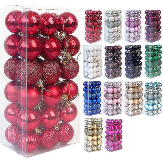Bola de Navidad Bola de decoración de árbol de Navidad inastillable Adornos de bolas de Navidad Bola de decoración de fiesta de boda de vacaciones 1,6 "(4 cm) Juego de 36 piezas (azul