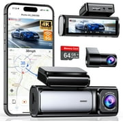 4K Dash Cam Front and Rear, Built-in 5G WiFi GPS, 64GB Card Included, 3.59'' IPS Screen Dash Camera for Cars, Dual Dashcam with G-Sensor, Loop Recording, WDR, Night Vision, 24H Parking Monitor