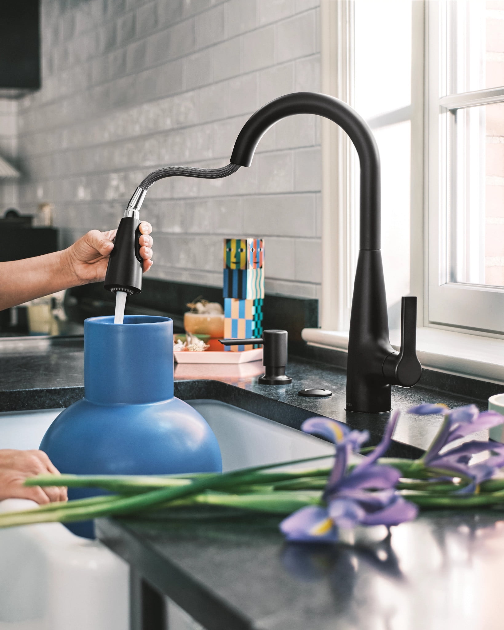 Moen Haelyn Single-Handle Pull-Down Sprayer Kitchen Faucet with Reflex and Power Boost in Matte Black