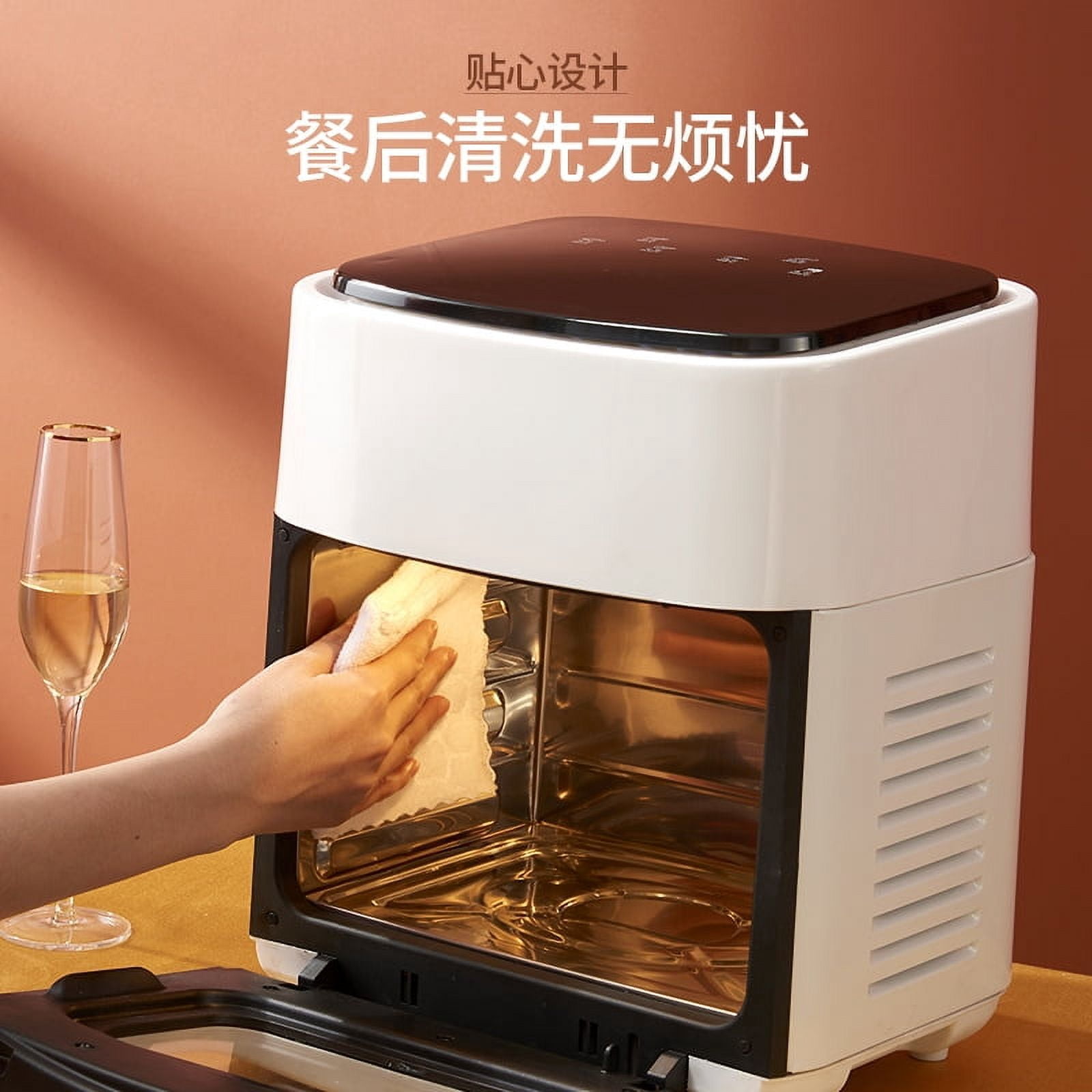 15L visible air fryer household fully automatic multifunctional stainless steel intelligent air fryer 1400W high-power fast oven kitchen assistant