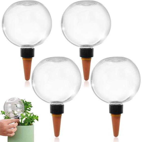 Fmxomd 4 Pack Self Watering Globes for Indoor Plant Plastic Water Bulbs 16.9 oz Automatic Watering Planter Insert Top Fill with Slow Release Control Plants Watering Devices System, Water Spikes