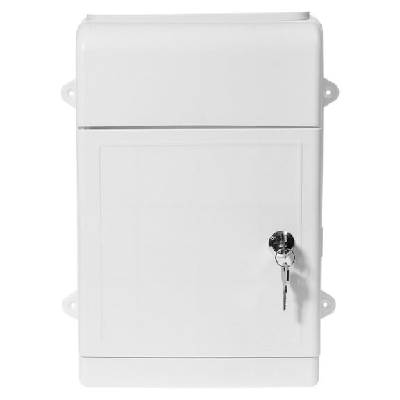 MUSEYA White Lockable Wall Mount Mailbox for Outdoor Storage Plastic and Metal