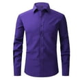 thumbnail image 4 of Men's Long Sleeve Wrinkle Free Shirt Men's Dress Shirts Solid Long Sleeve Stretch Wrinkle-Free Formal Shirt Business Casual Button Down Shirts Formal Wedding Prom Blouse Shirts, 4 of 4