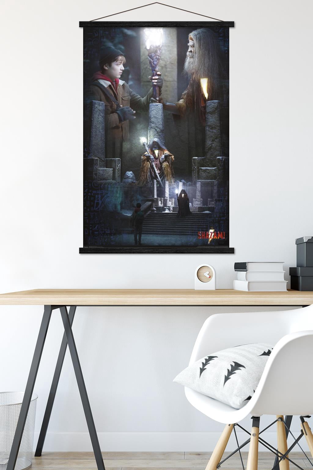 DC Comics Movie - Shazam - The Wizard Wall Poster with Wooden Magnetic Frame, 22.375" x 34"