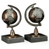 Bey-Berk Metal Globe Book Ends 8"H Bronze (R15N)