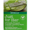 thumbnail image 3 of Just For Her SOOTHING ALOE Individually Wrapped Flushable Cleansing Wipes For Sensitive Skin Plant Based (Pack Of 2) 24 Biodegradable Flushable Wipes, 3 of 4