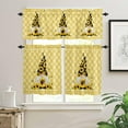 thumbnail image 2 of 3 Piece Gnome Sunflower Bee Kitchen Curtains, Tier and Valance Rod Pocket Window Curtains Set Vintage Farm Yellow Plaid Cafe Curtains for Kitchen Valances Window Treatment 54X18in+27x24in×2, 2 of 5