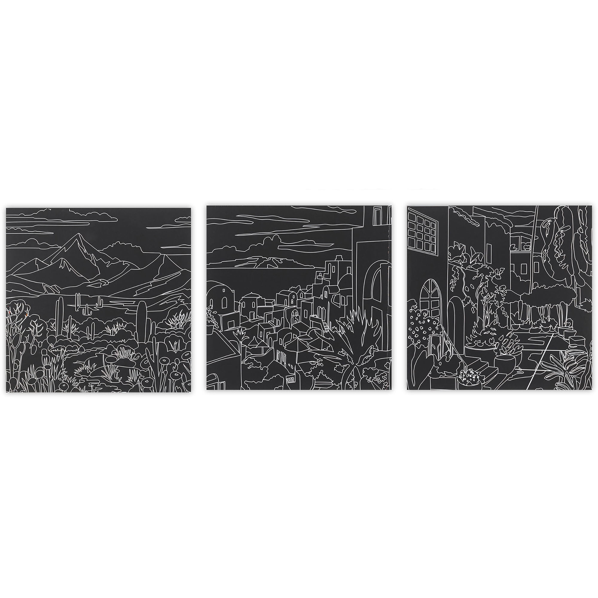 Brea Reese: Scratch Art Paper Pad - Landscape Destinations - 12 Sheets, 6 Guided Designs, Metallic Accents, Dual-Tip Stylus & Brush, 8x8" Pages, Craft