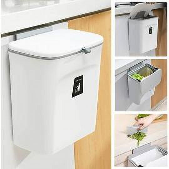 Hofuton Bote de Basura de Cocina Colgante con Tapa, Bote de Basura de Cocina montado en la Pared de 9 l, Bote de Basura Colgante para Autocaravana para Puertas de gabinetes, Armario, baño,