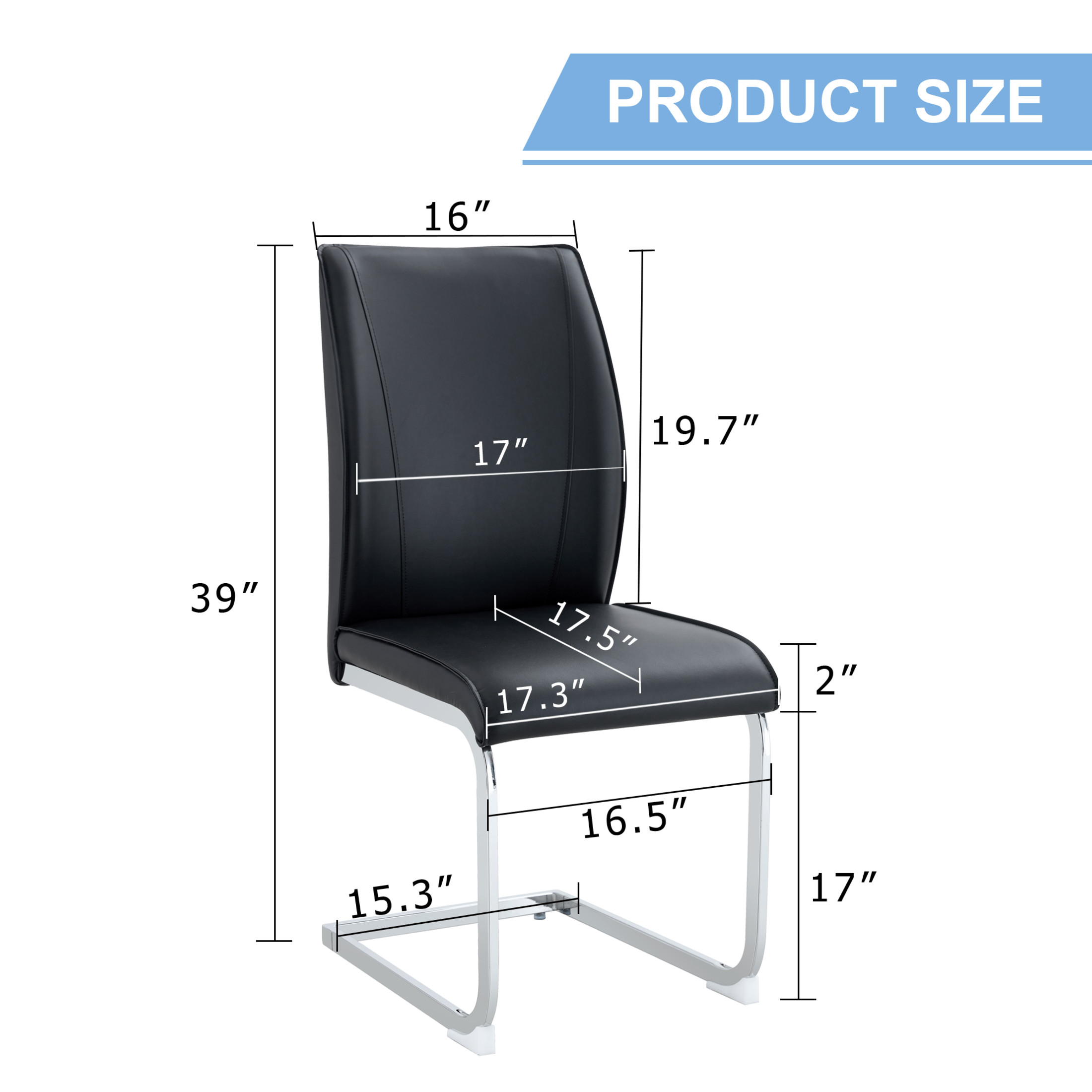 Noble House Luxury Arch Dining Chairs, PU Leather Upholstered Side Chairs, Silver Arched Legs, Black, Set of 4
