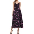 thumbnail image 2 of INSPIRE CHIC Women's Floral Print Dress Knot Front Sweetheart Neck Split Elegant Maxi Dress L Purple Pink, 2 of 5