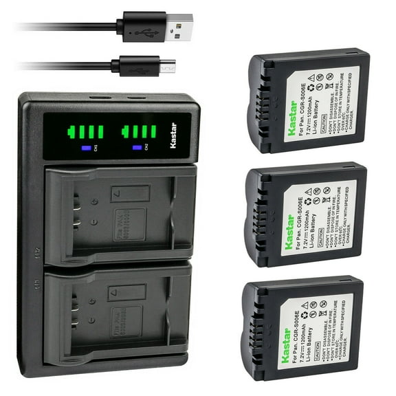Kastar 3-Pack CGA-S006 Battery and LTD2 USB Charger Replacement for Panasonic CGA-S006, CGA-S006e, CGR-S006, CGR-S006e, DMW-BMA7 Battery, Panasonic DE-A44, DE-994, DE-994A Charger
