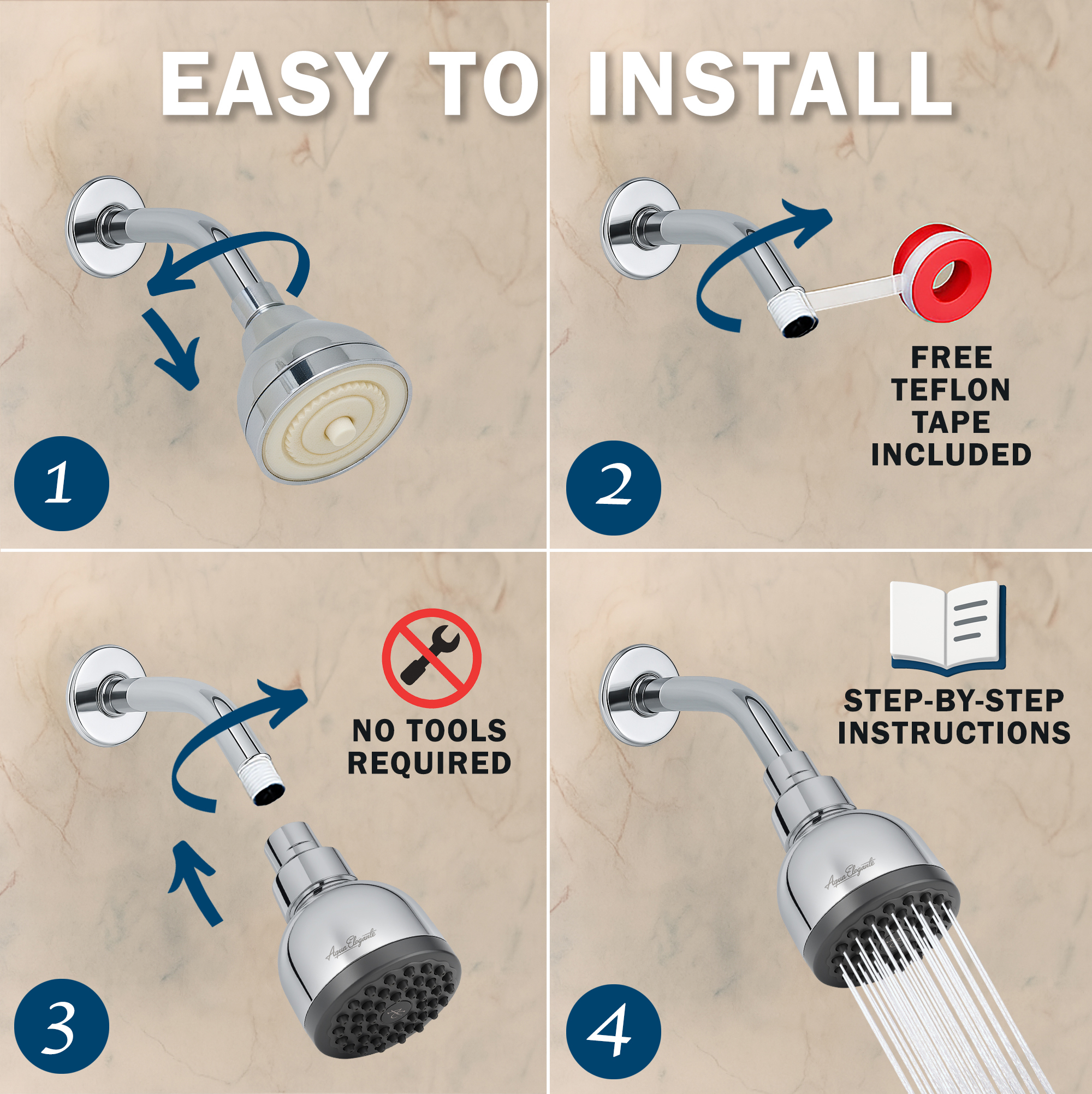 Aqua Elegante 3-Inch High Pressure Shower Head photo 5