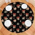 thumbnail image 2 of Black Skull Flower Mushroom Pattern Round Fitted Tablecloth with Elastic Edge,Dining Table Cover Waterproof,Outdoor Round Tablecloth for Camping,Dining,Indoor and Outdoor, 2 of 7